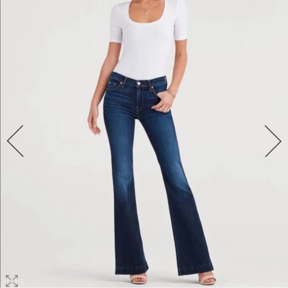 7 For All Mankind Jeans Ginger Blue Bootcut Low Rise Dark Wash Bell bottom y2k
